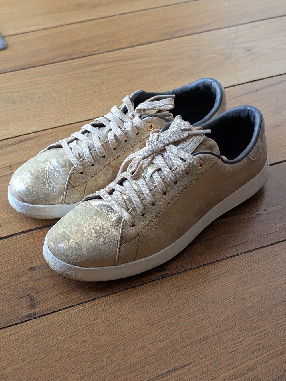 Cole Haan Women's Metallic Gold Camo Grandpro Lace-Up Sneakers